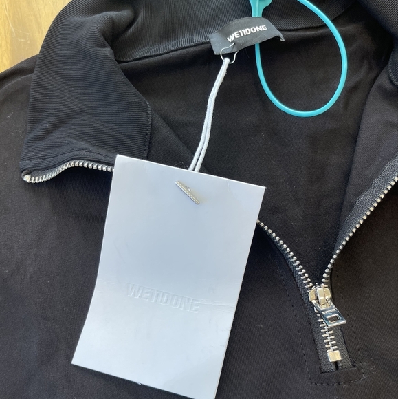 Nwt We11done Mens Black Quarter-Zip SweatShirt Size Small 100% Cotton - Picture 5 of 8